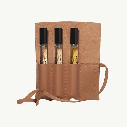 BROWN (PERSIAN) LEATHER POUCH 3 VIALS