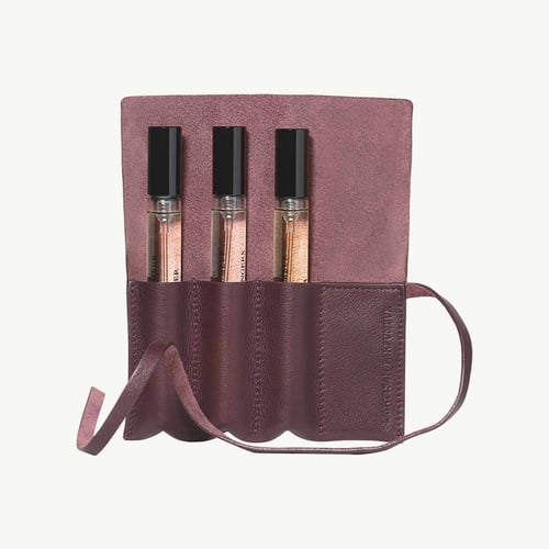 BURGUNDY (BUDEOS) LEATHER POUCH 3 VIALS