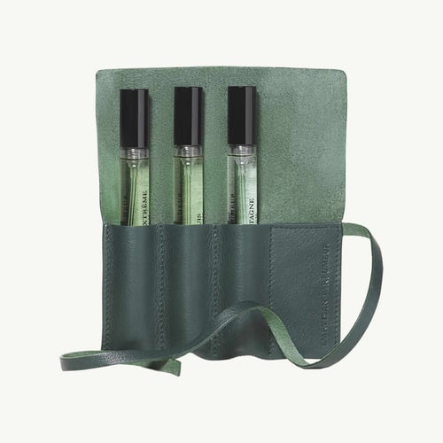 DARK GREEN (PATO) LEATHER POUCH 3 VIALS