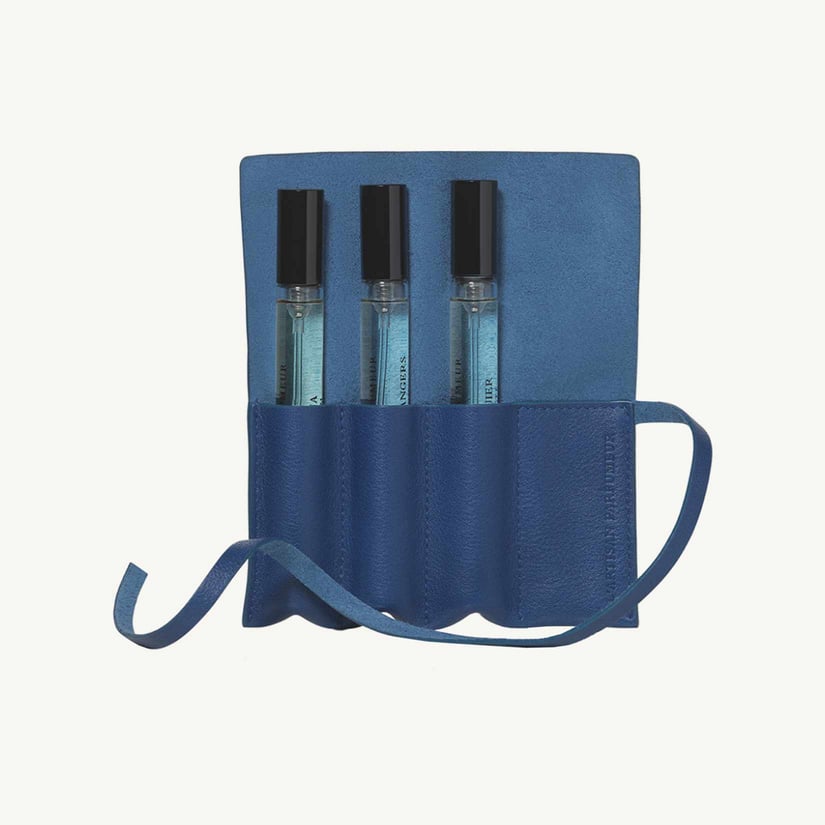 NAVY BLUE (EBRO) LEATHER POUCH 3 VIALS